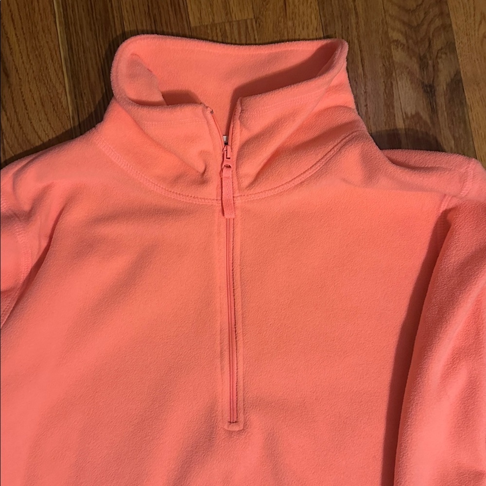 Old Navy Quarter Zip Fleece Sweatshirt Melon Orange Pink Medium M - Picture 2 of 3